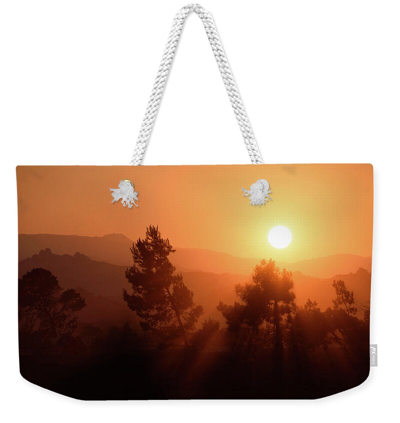 Autumn Weekender Tote Bag featuring the photograph Sunset over Mountains by Mike Fusaro