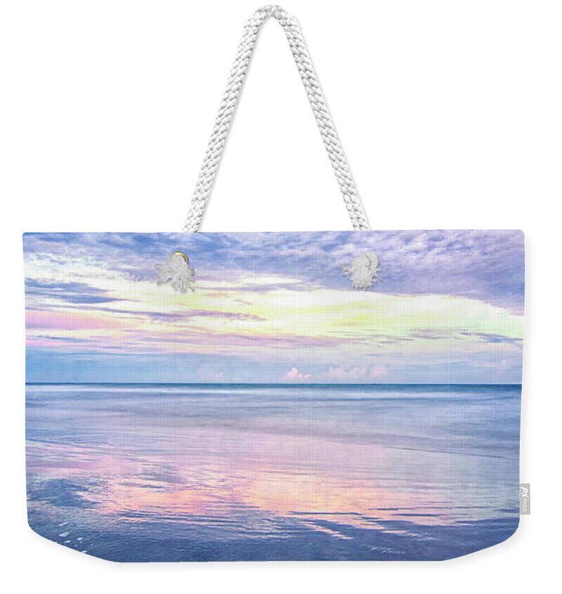 Sunset Weekender Tote Bag featuring the photograph Sunset Over the Atlantic - North Carolina Crystal Coast by Bob Decker