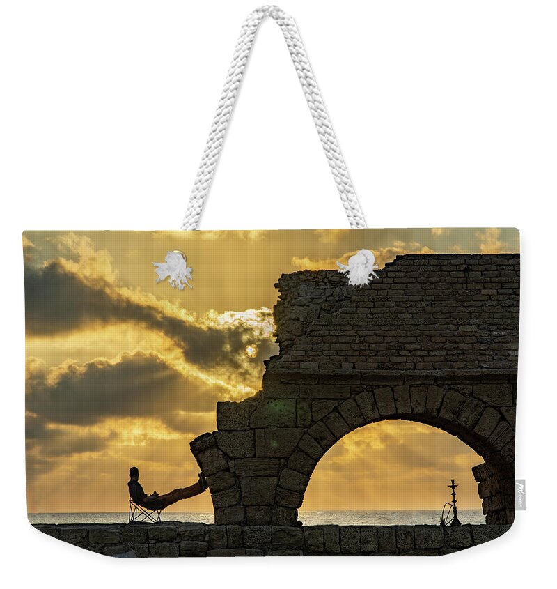 Ancient Weekender Tote Bag featuring the photograph Sunset over the Mediterranean 2 by Dimitry Papkov