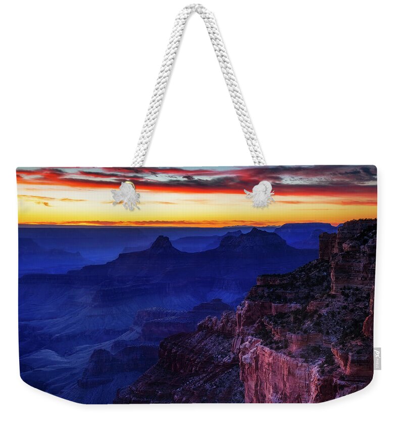 Amazing Weekender Tote Bag featuring the photograph Sunset over Thor Temple by Andy Crawford