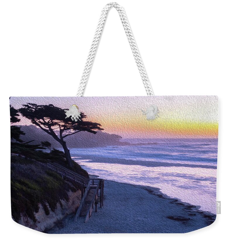 Ngc Weekender Tote Bag featuring the photograph Sunset Painting at Carmel Beach by Robert Carter