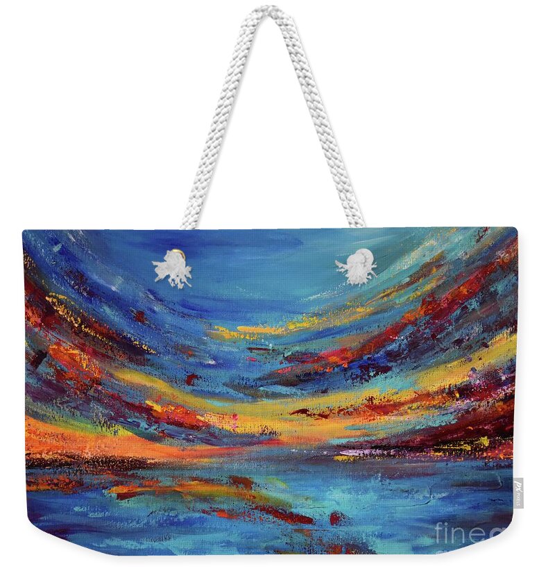 Nature Weekender Tote Bag featuring the painting Sunset Passion by Leonida Arte