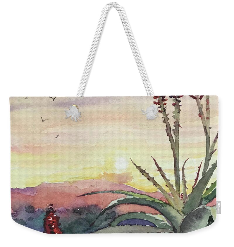 Topanga Weekender Tote Bag featuring the painting Sunset Topanga by Luisa Millicent