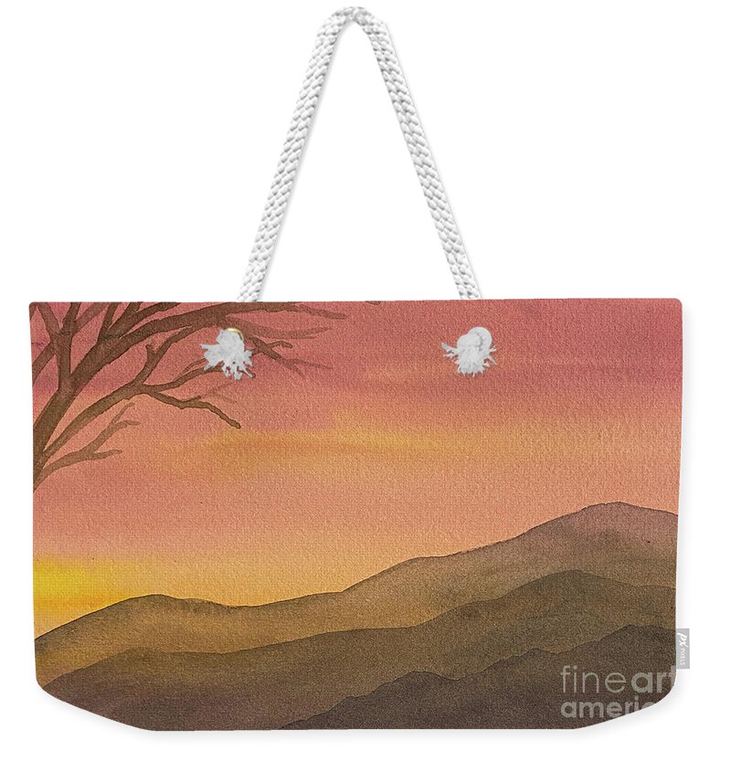 Sunset Weekender Tote Bag featuring the painting Sunset Tree by Lisa Neuman