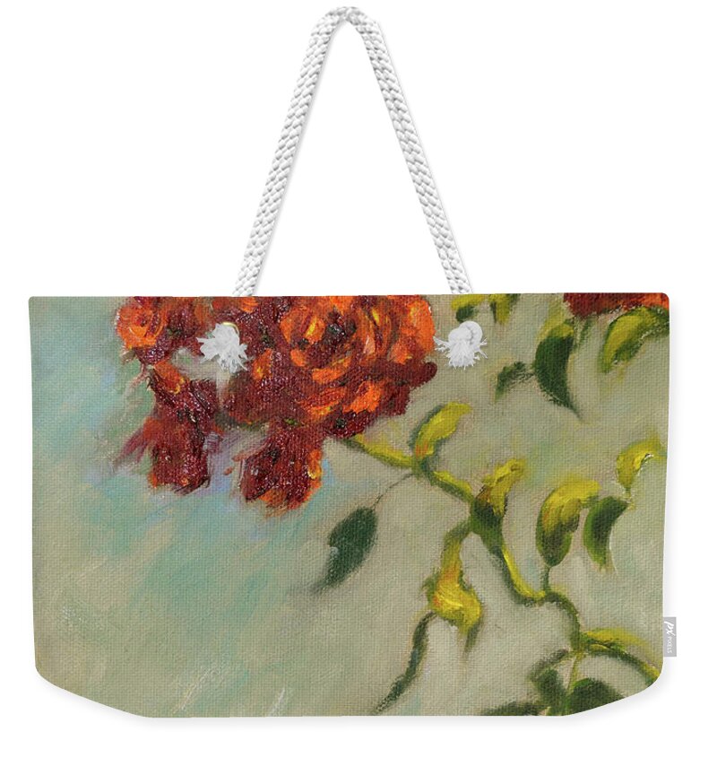 Sunshine And Roses Weekender Tote Bag featuring the painting Sunshine and Roses by Uma Krishnamoorthy
