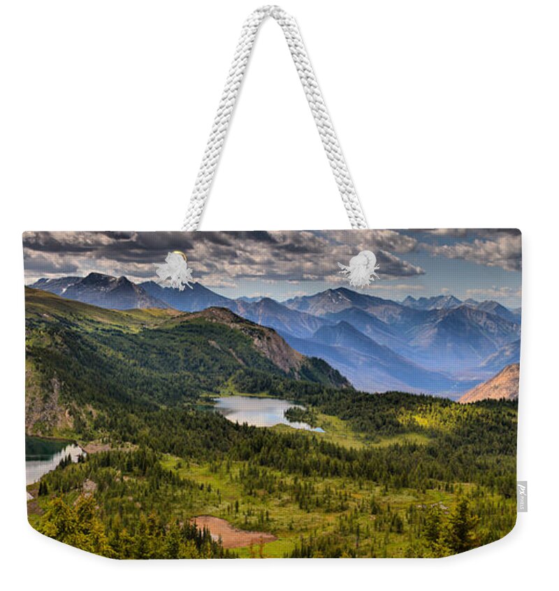 Sunshine Weekender Tote Bag featuring the photograph Sunshine Meadows Canadian Rockies Panorama by Adam Jewell