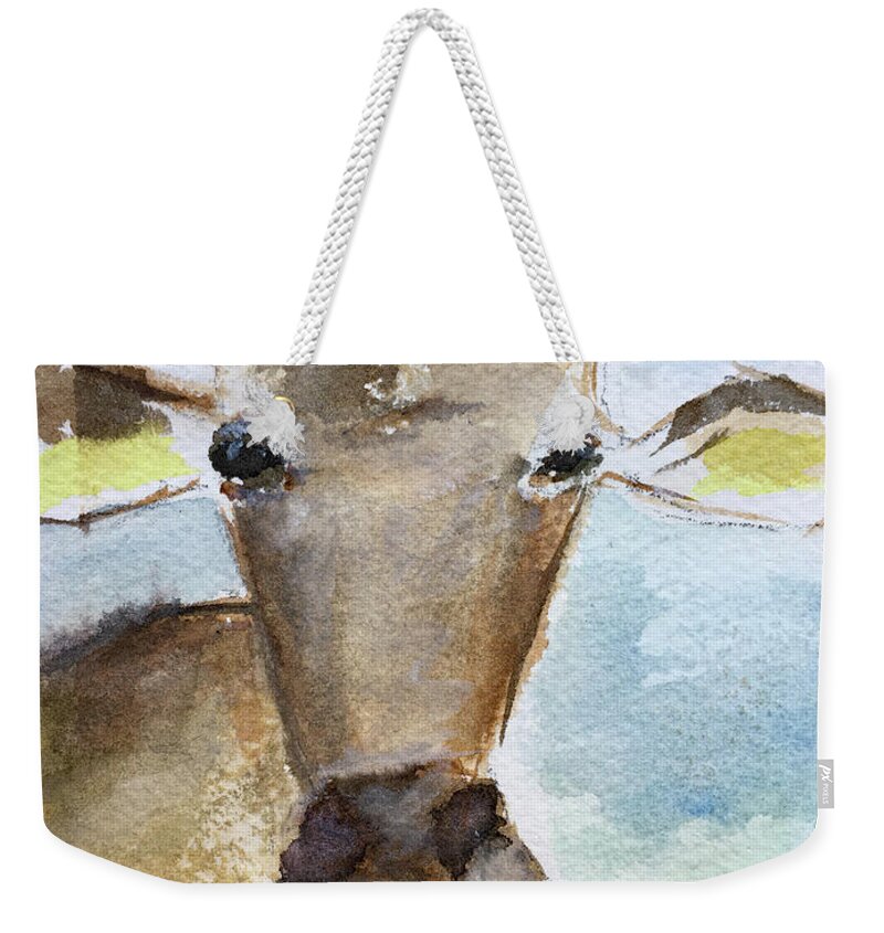 Cow Weekender Tote Bag featuring the painting Sunshine by Roxy Rich