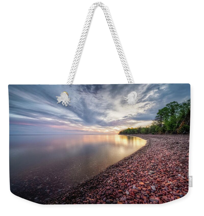 Lake Superior Weekender Tote Bag featuring the photograph Superior Shoreline by Brad Bellisle