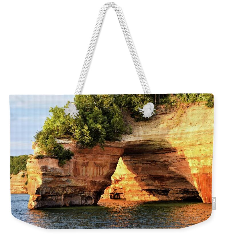 Lake Superior Michigan Painted Rocks Outdoor Beauty Weekender Tote Bag featuring the photograph Superior by Terry M Olson