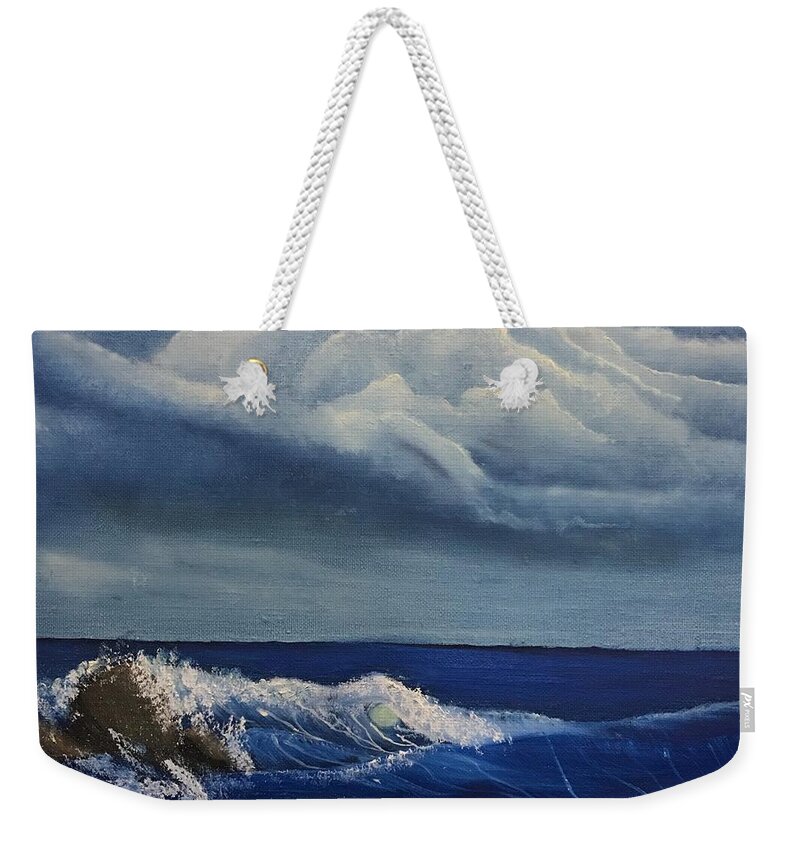 Oil Painting Weekender Tote Bag featuring the painting Surf's Up by Thomas Janos
