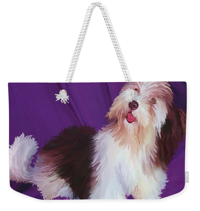 Dog Paintings. Pet Paintings Weekender Tote Bag featuring the painting Suzy by David Wagner