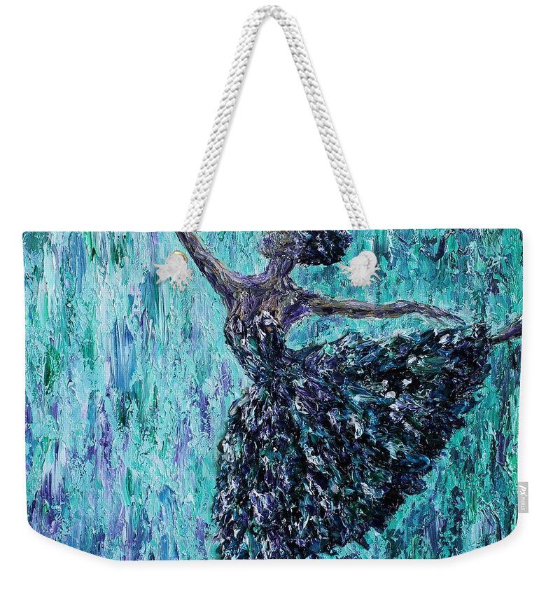 Ballet Weekender Tote Bag featuring the painting Swan Solo by Linda Donlin