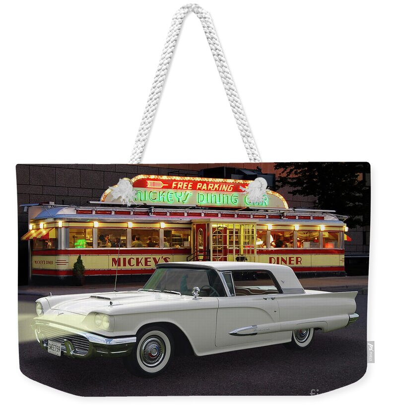 Sweet 59 Weekender Tote Bag featuring the photograph Sweet 59 At Mickey's Diner by Ron Long