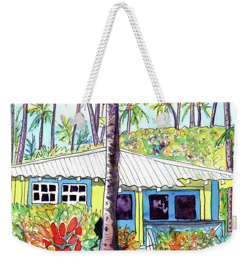 Plantation Cottage Weekender Tote Bag featuring the painting Sweet Aloha Cottage by Marionette Taboniar