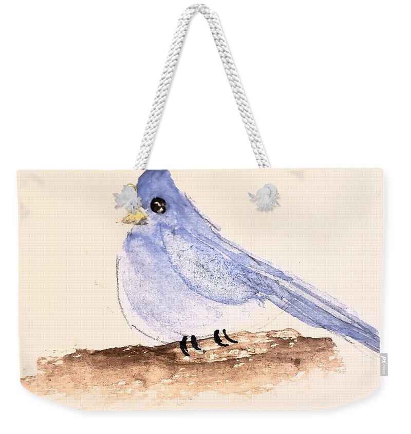 Tell Me A Story Weekender Tote Bag featuring the painting Sweet Bird by Margaret Welsh Willowsilk