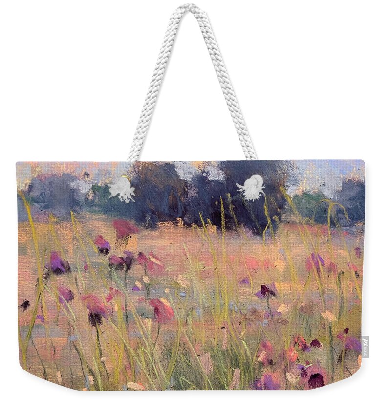 Field Of Flowers Weekender Tote Bag featuring the painting When Grace Arrives by Susan Jenkins