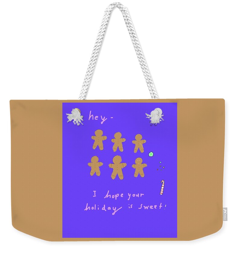 Holidays Weekender Tote Bag featuring the drawing Sweet Holiday by Ashley Rice