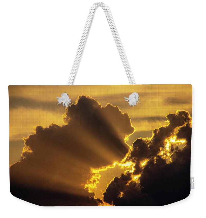 Stormscape Weekender Tote Bag featuring the photograph Sweet Nebraska Crepuscular Rays 011 by NebraskaSC