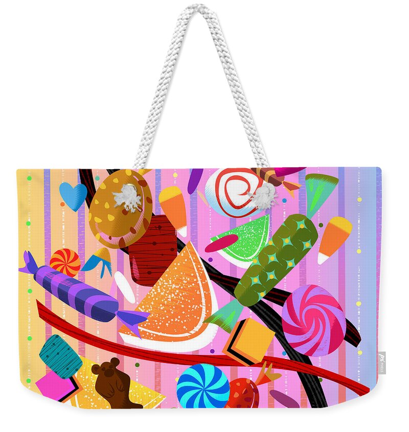 Candy Weekender Tote Bag featuring the digital art Sweet Tooth by Alan Bodner