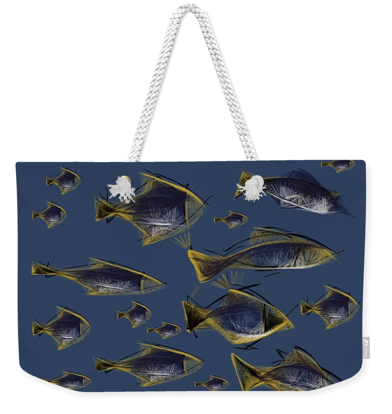 Swiming Weekender Tote Bag featuring the digital art Swimmers by Ljev Rjadcenko