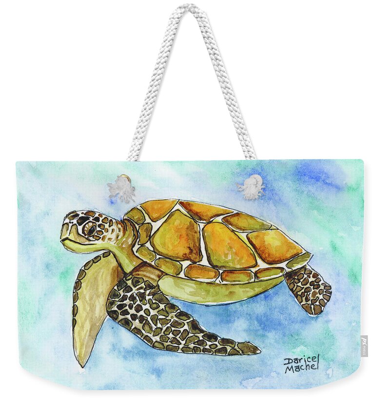 Honu Weekender Tote Bag featuring the painting Swimming Honu by Darice Machel McGuire