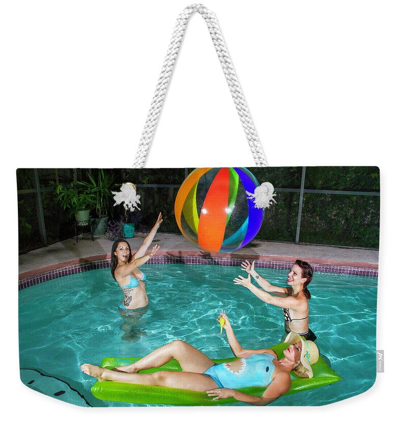 Cosplay Weekender Tote Bag featuring the photograph Swimming Pool Pinup by Christopher W Weeks