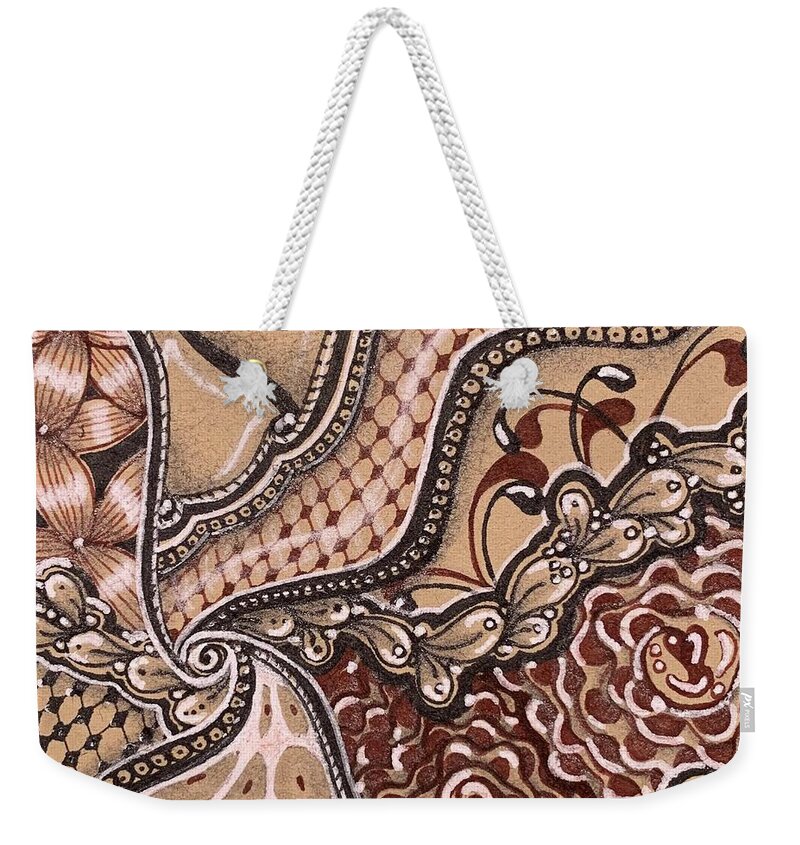 Flower Weekender Tote Bag featuring the drawing Swirl by Brenna Woods
