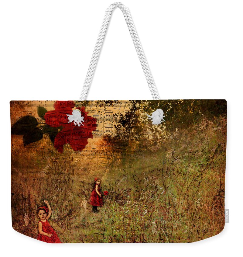  Weekender Tote Bag featuring the photograph Sydney and the Red Flower by Shara Abel