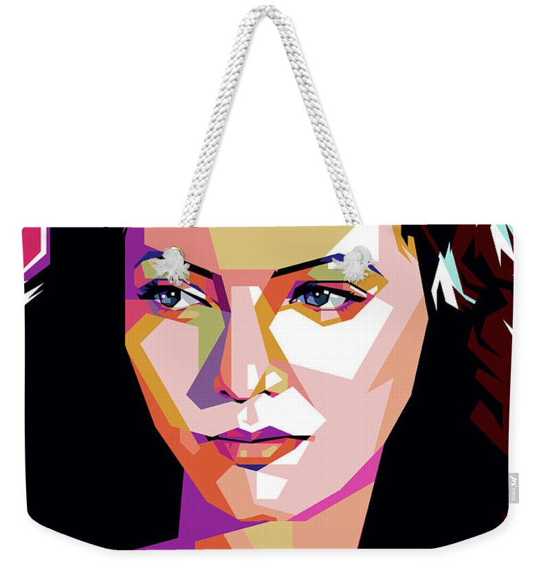 Sylvia Weekender Tote Bag featuring the mixed media Sylvia Sidney by Stars on Art