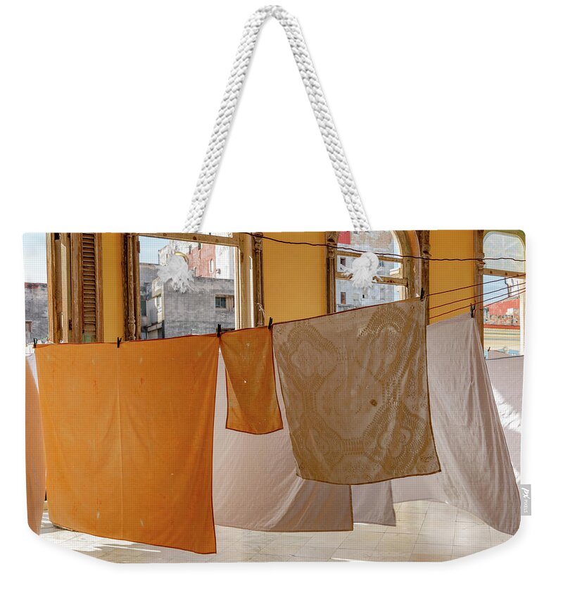 Cuba Weekender Tote Bag featuring the photograph Table Linens by David Lee