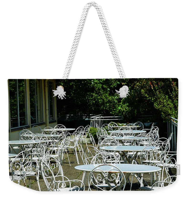 City Weekender Tote Bag featuring the photograph Tables and Chairs by Yvonne Johnstone