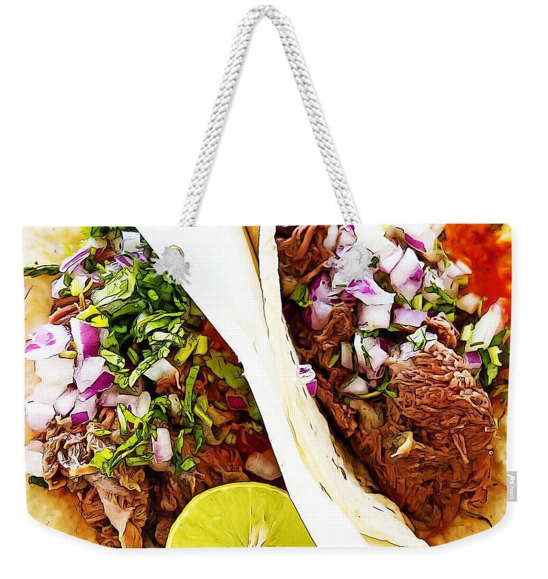 Taco Weekender Tote Bag featuring the digital art Taco de Birria by William Scott Koenig