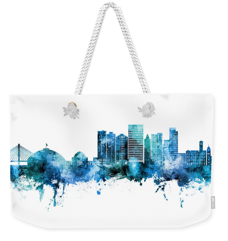 Tacoma Weekender Tote Bag featuring the digital art Tacoma Washington Skyline #87 by Michael Tompsett