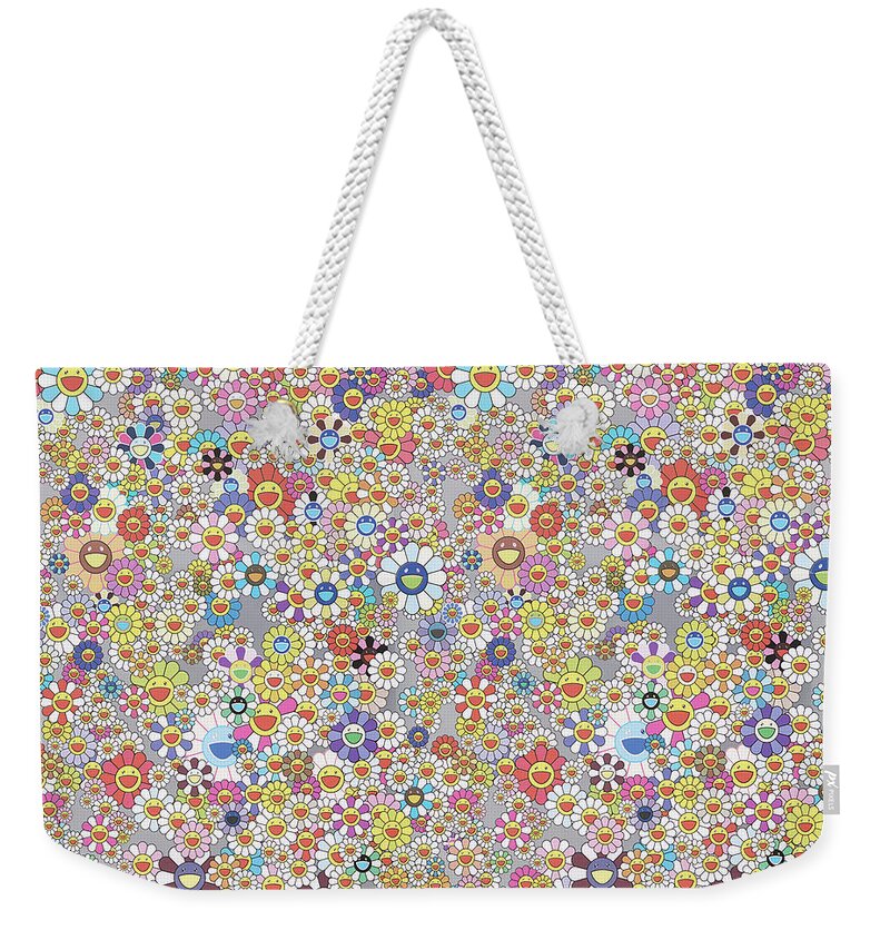 Takashi Murakami Flowers Happy Smile Flower posters Japan Kawaii Rainbow  Weekender Tote Bag