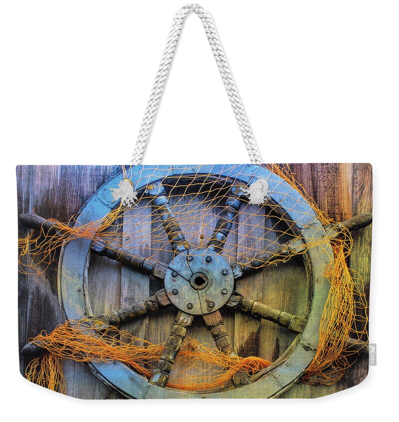 Galver Weekender Tote Bag featuring the photograph Take The Helm Nautical Art by Barbara McMahon