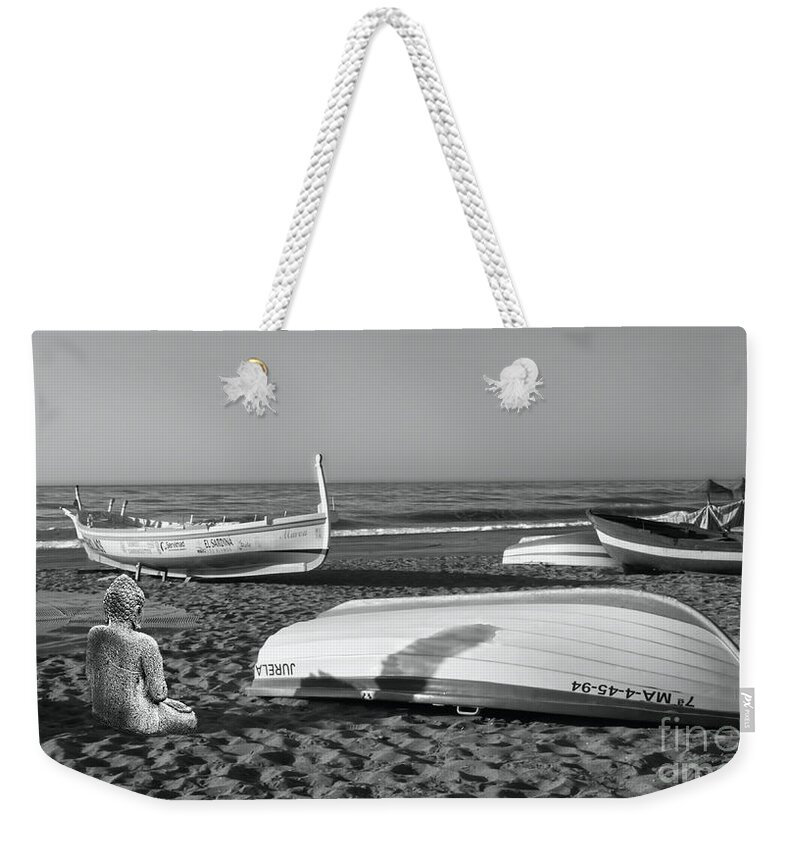Buddha Weekender Tote Bag featuring the photograph Take time out - Monochrome by Pics By Tony