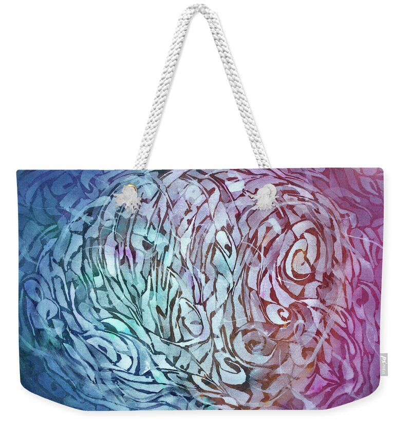 Watercolour Weekender Tote Bag featuring the painting Talked around in Circles and talked round the Bend by Petra Rau