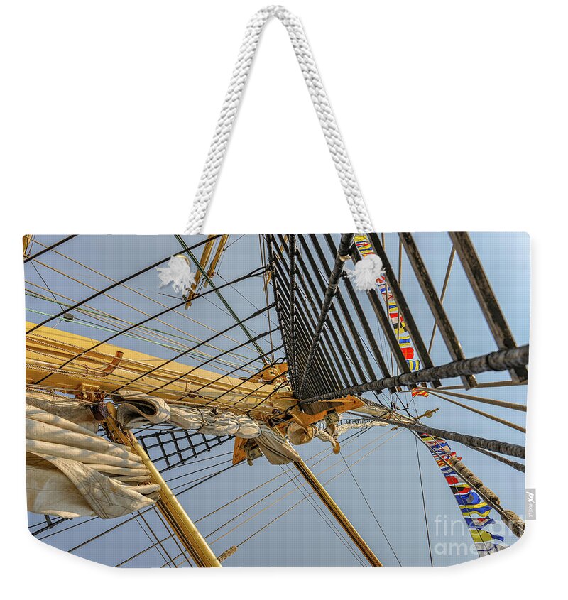 Tall Ship Weekender Tote Bag featuring the photograph Tall Ship Mast - NS Mircea by Dale Powell