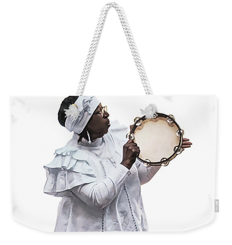 Black Art Weekender Tote Bag featuring the photograph Tambourine by Edward Shmunes