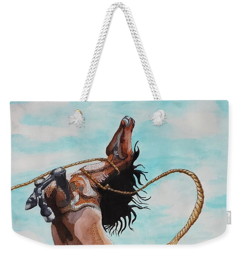 Wild Horse Weekender Tote Bag featuring the painting Taming the Horse by Equus Artisan