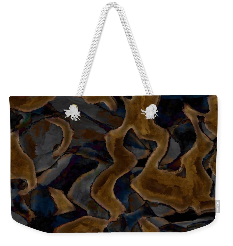 Tan Weekender Tote Bag featuring the digital art Tan Gray Abstract by Delynn Addams