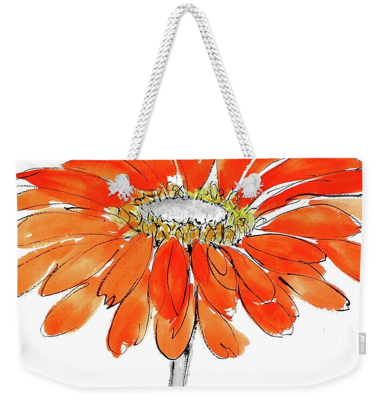 Original And Printed Watercolors Weekender Tote Bag featuring the painting Tangerine Grey I by Chris Paschke