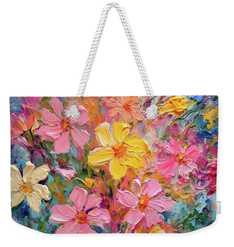 Daisy Weekender Tote Bag featuring the digital art Tango of Petals by Glenn Robins