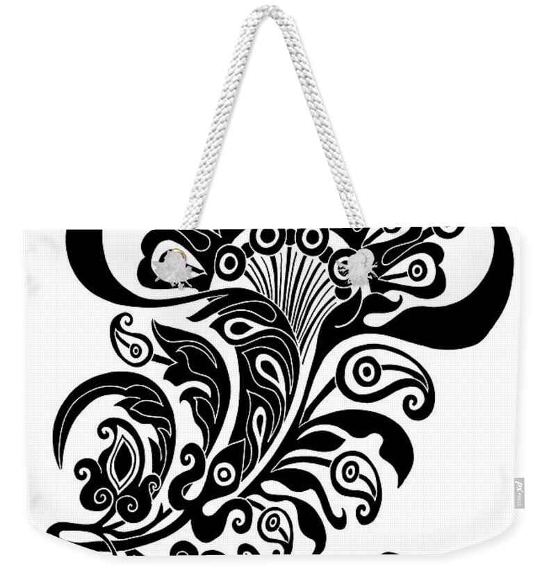 Flower Weekender Tote Bag featuring the drawing Tapestry Flower Ink 2 by Amy E Fraser