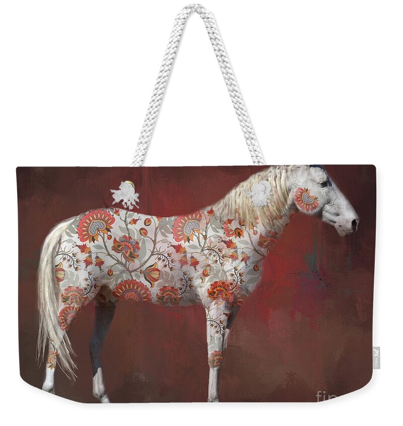  Weekender Tote Bag featuring the digital art Tapestry Horse by Kathy Russell