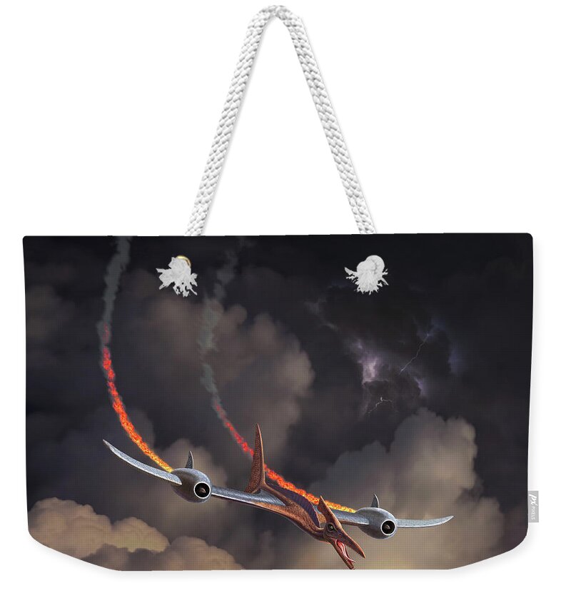 Elp Weekender Tote Bag featuring the digital art Tarkus Legacy 12-The Jetadactyl by Jerry LoFaro