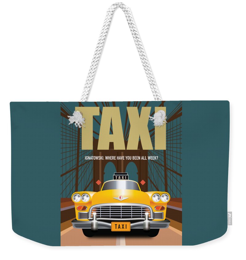 Movie Poster Weekender Tote Bag featuring the digital art Taxi TV Series Poster by Movie Poster Boy