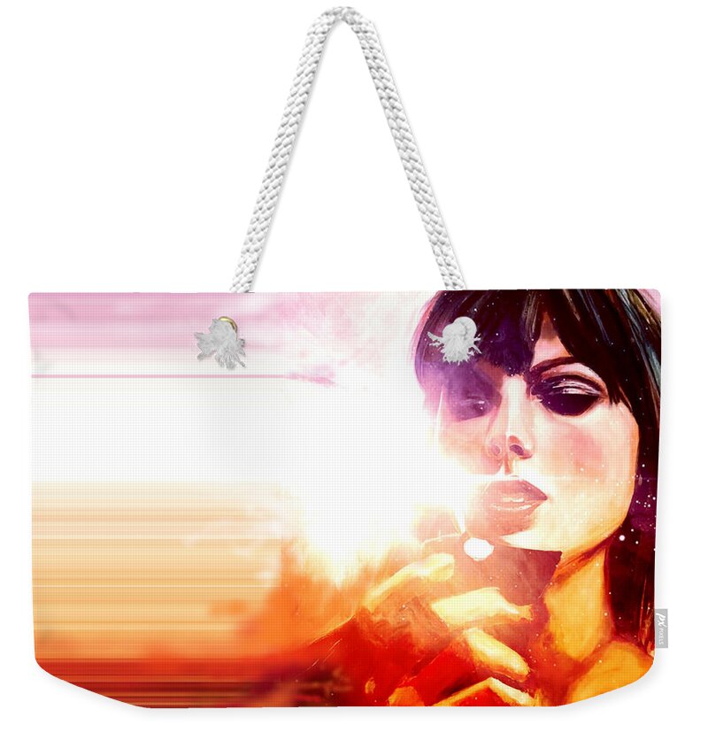 Taylor Swift Weekender Tote Bag featuring the painting Taylor Swift - Anti-Hero Version by Joel Tesch