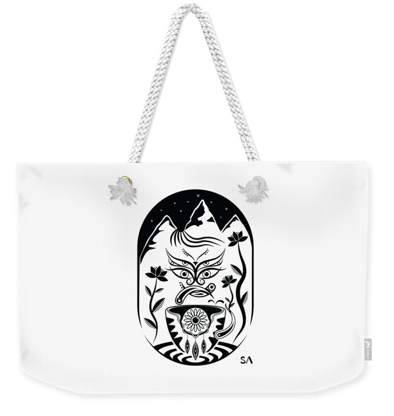Black And White Weekender Tote Bag featuring the digital art tea by Silvio Ary Cavalcante