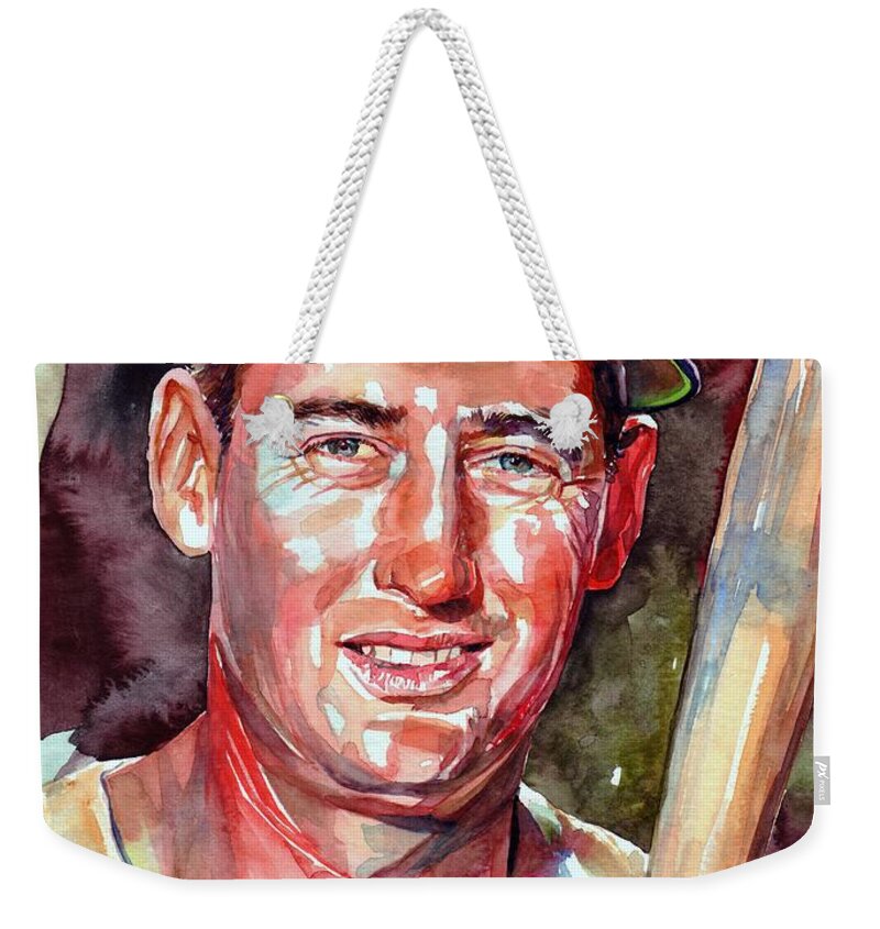 Ted Williams Weekender Tote Bag featuring the painting Ted Williams by Suzann Sines